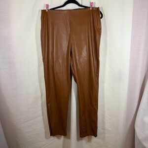 Old Navy Women’s Faux Leather Extra High Rise Skinny Pants Zipper Brown Sz 14